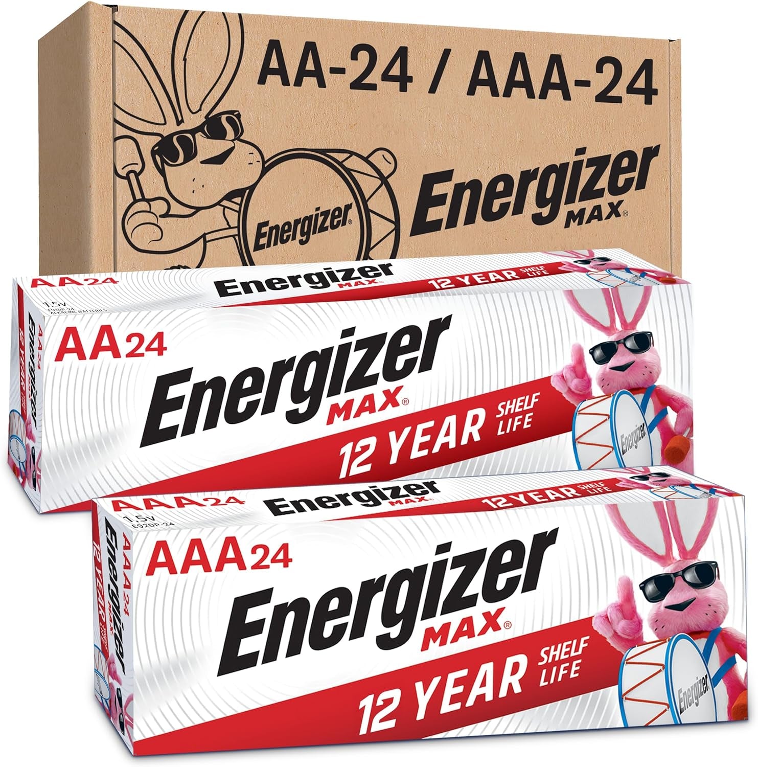 AA and AAA Batteries, 48 Count, Combo Pack Contains 24 Max Double a and 24 Max Triple a Batteries