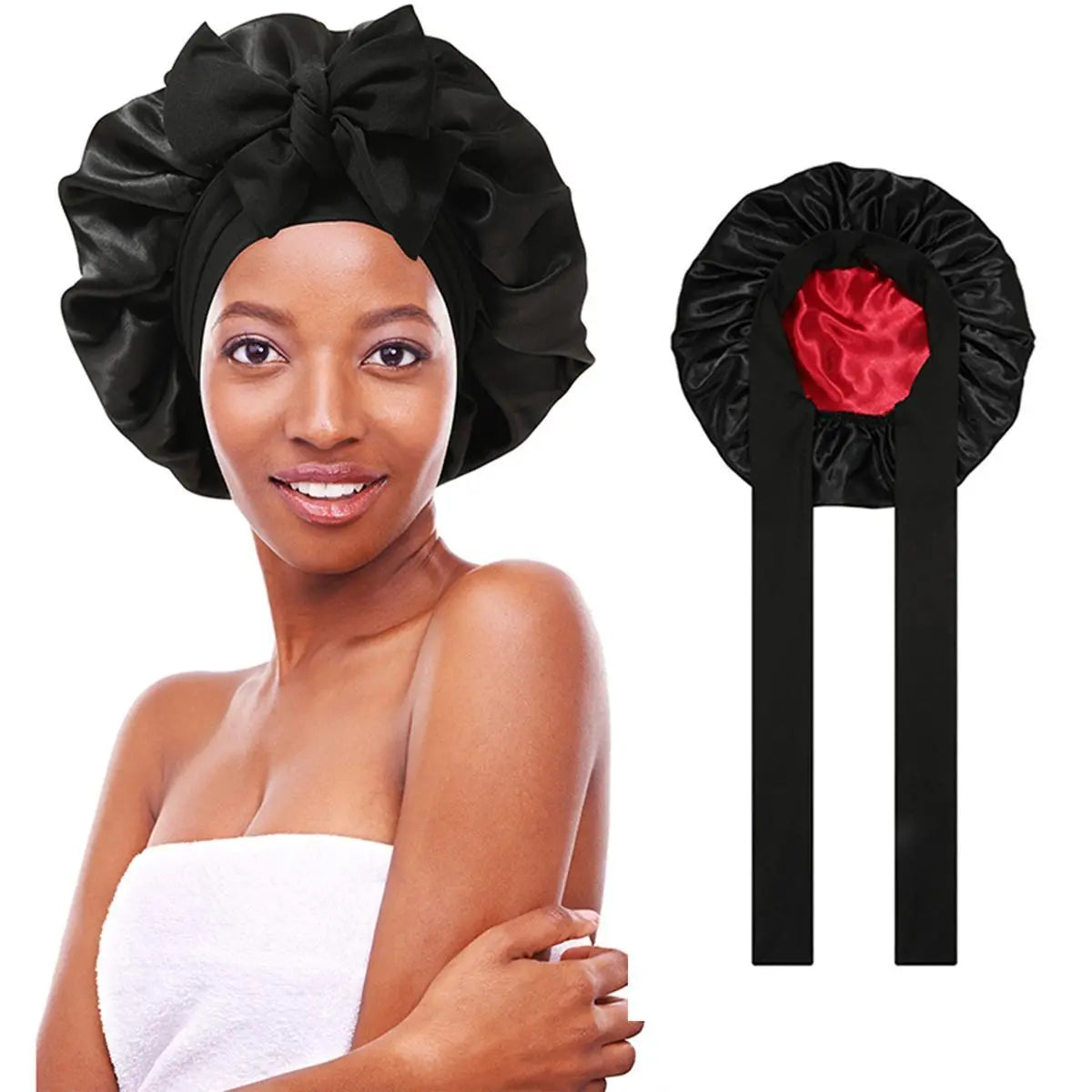 Silk-Like Satin Double-Layer Hair Cap