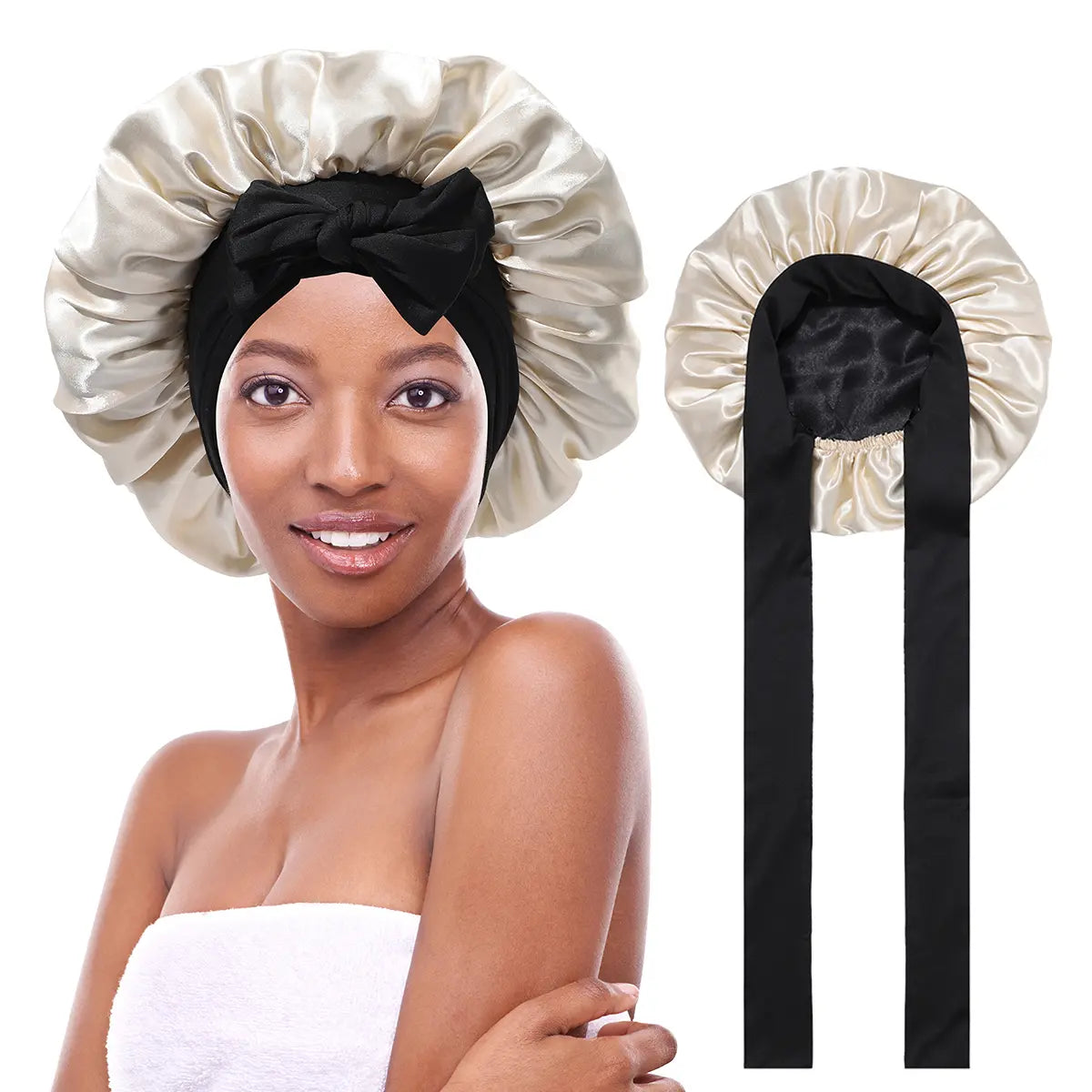 Silk-Like Satin Double-Layer Hair Cap
